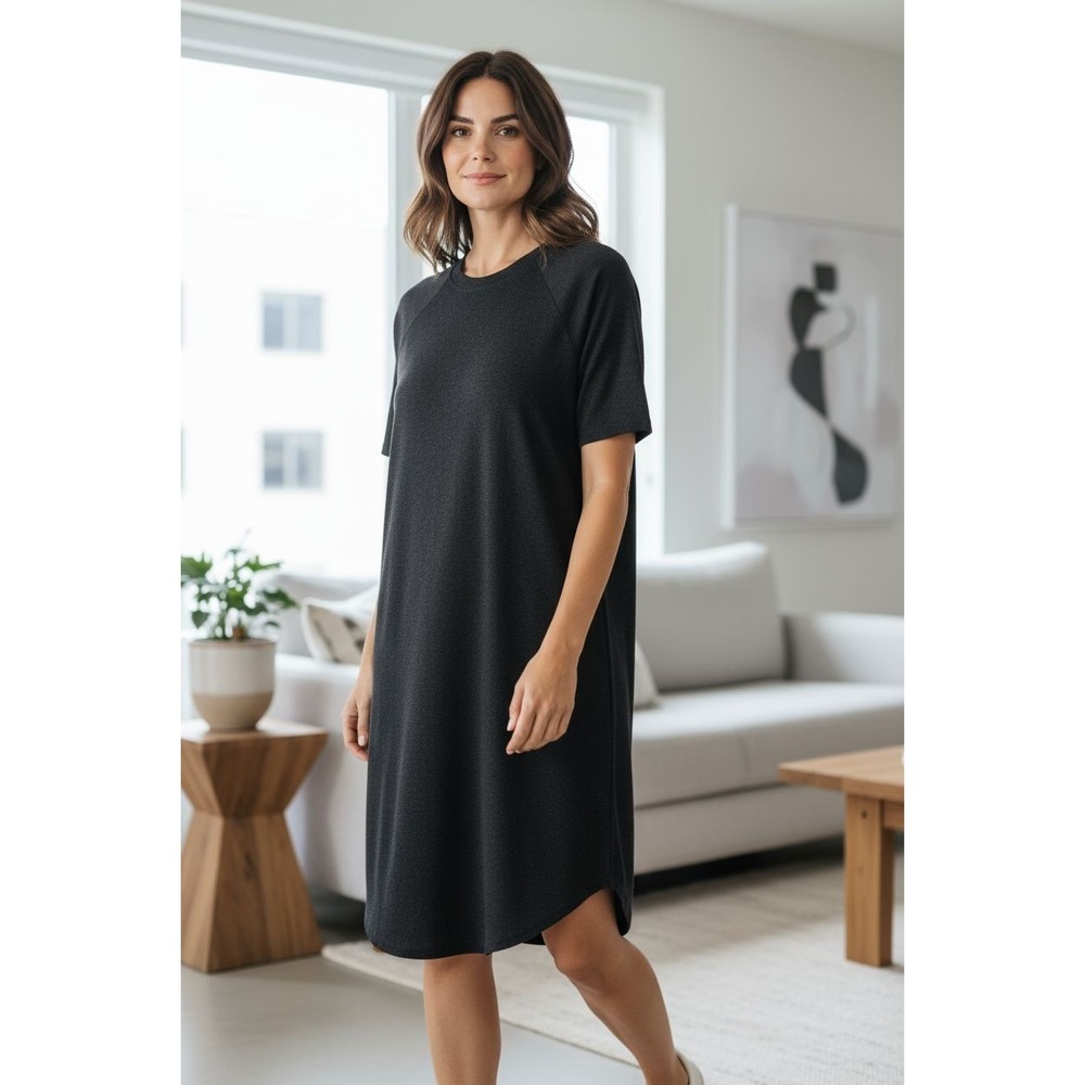COS Oversized Dress‎ Black 100% Wool Clean EUC Size Small Ribbed Neck